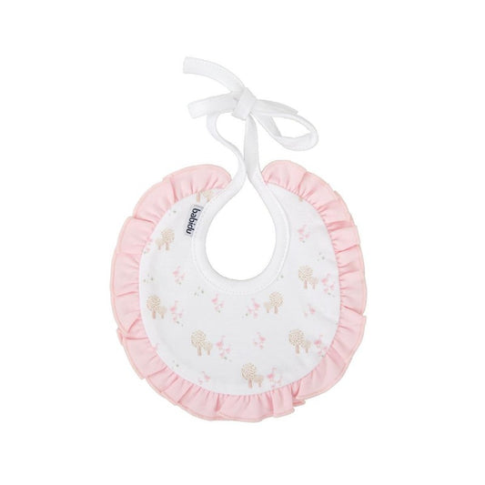 Babidu Baby Girls 100% Cotton Pink Bib With Frills