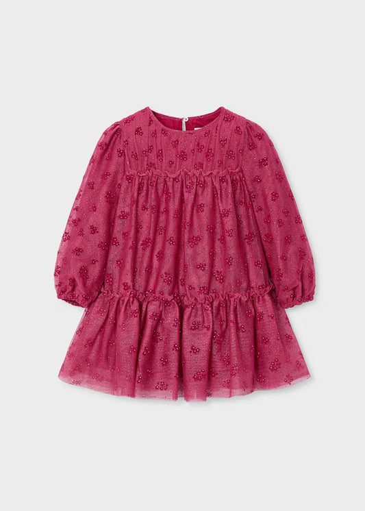 Mayoral Girls Cherry Tulle Printed Dress