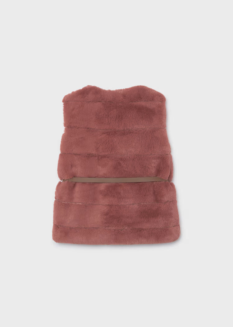 Mayoral Girls Pink Fur Vest with Belt