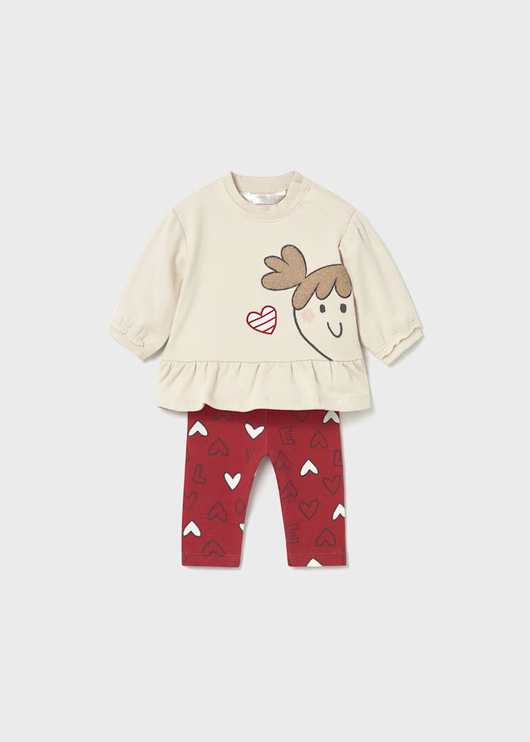 Mayoral Baby Girls 2 Piece Heart Top & Leggings Set