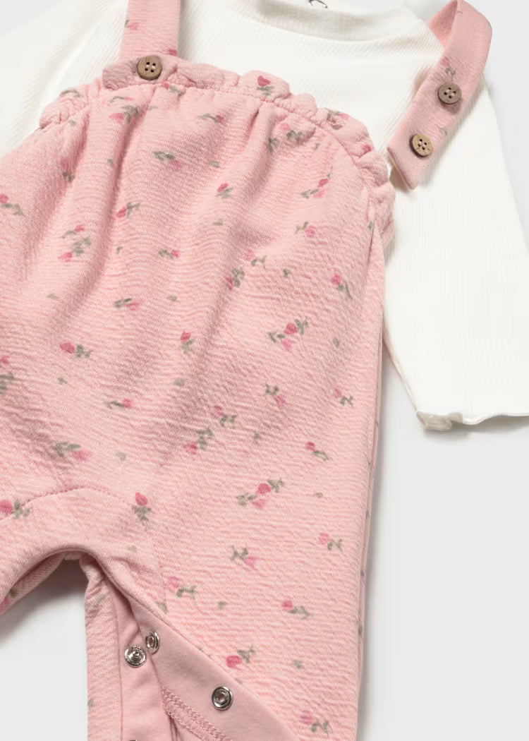 Mayoral Baby Girls Pink Printed Dungarees Set
