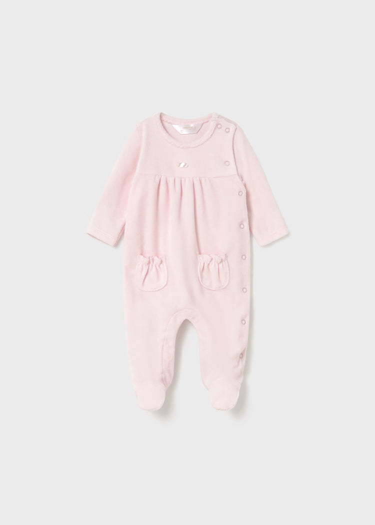 Mayoral Rose Baby Girls Pink Fleeced Babygrow