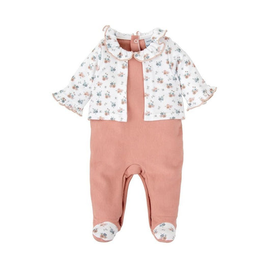 Babidu Baby Girls soft Babygrow with frill collar 100% cotton