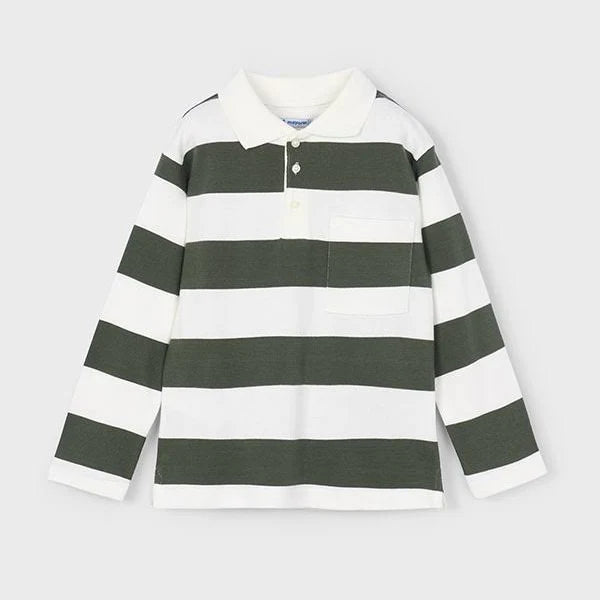 Mayoral Boys Olive Striped Polo Shirt