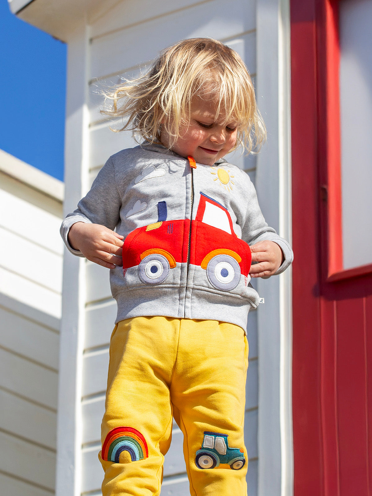 Frugi Baby Boys Rainbow/Tractor Character Joggers