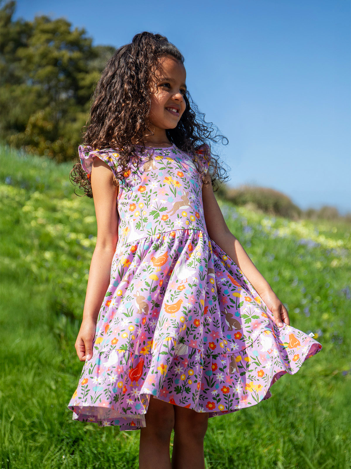 Frugi Girls Olivia Lupin Meadow Play Skater Dress