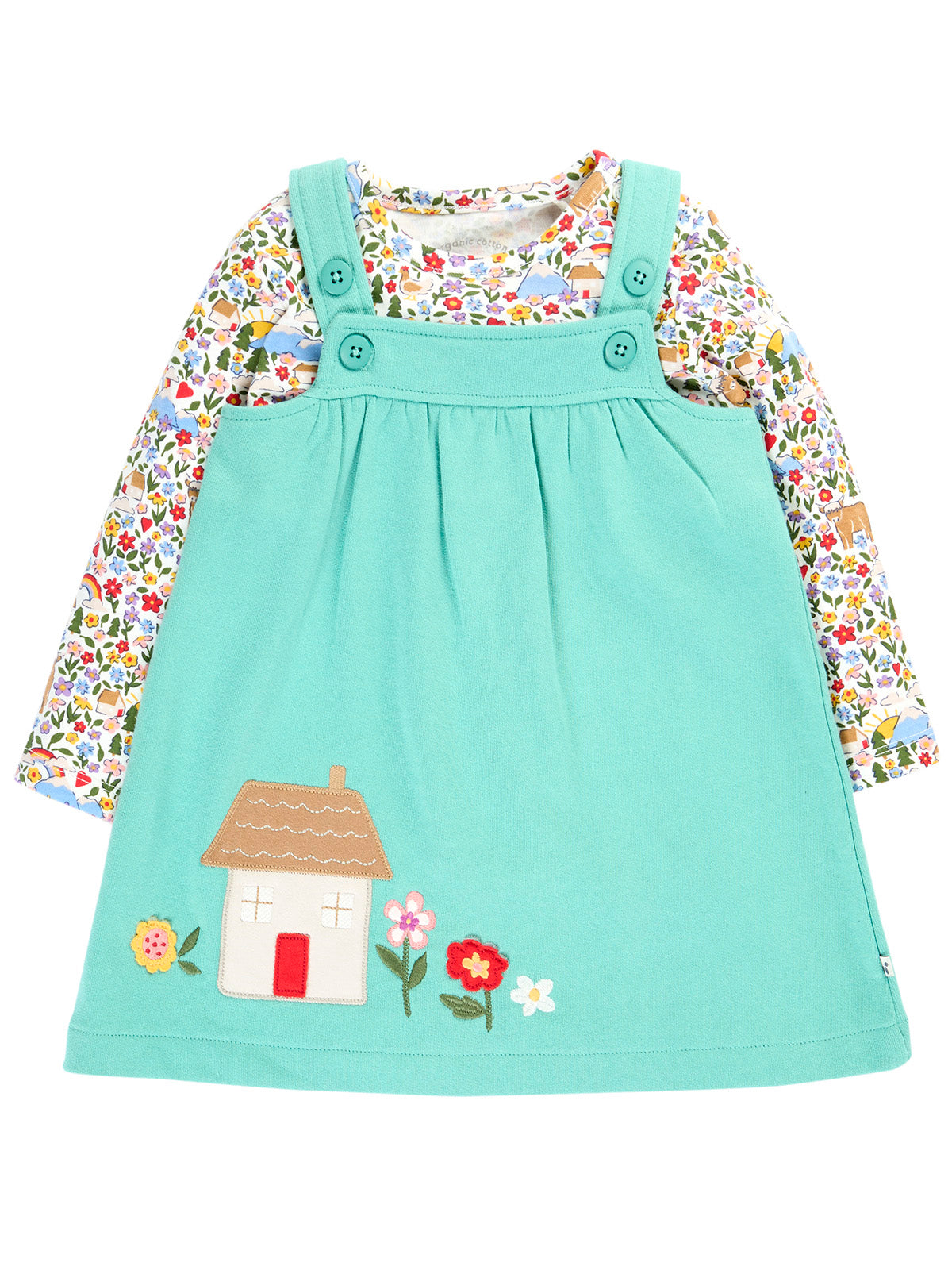 Frugi Baby Girls Pippa Highland Fields Pinafore Outfit