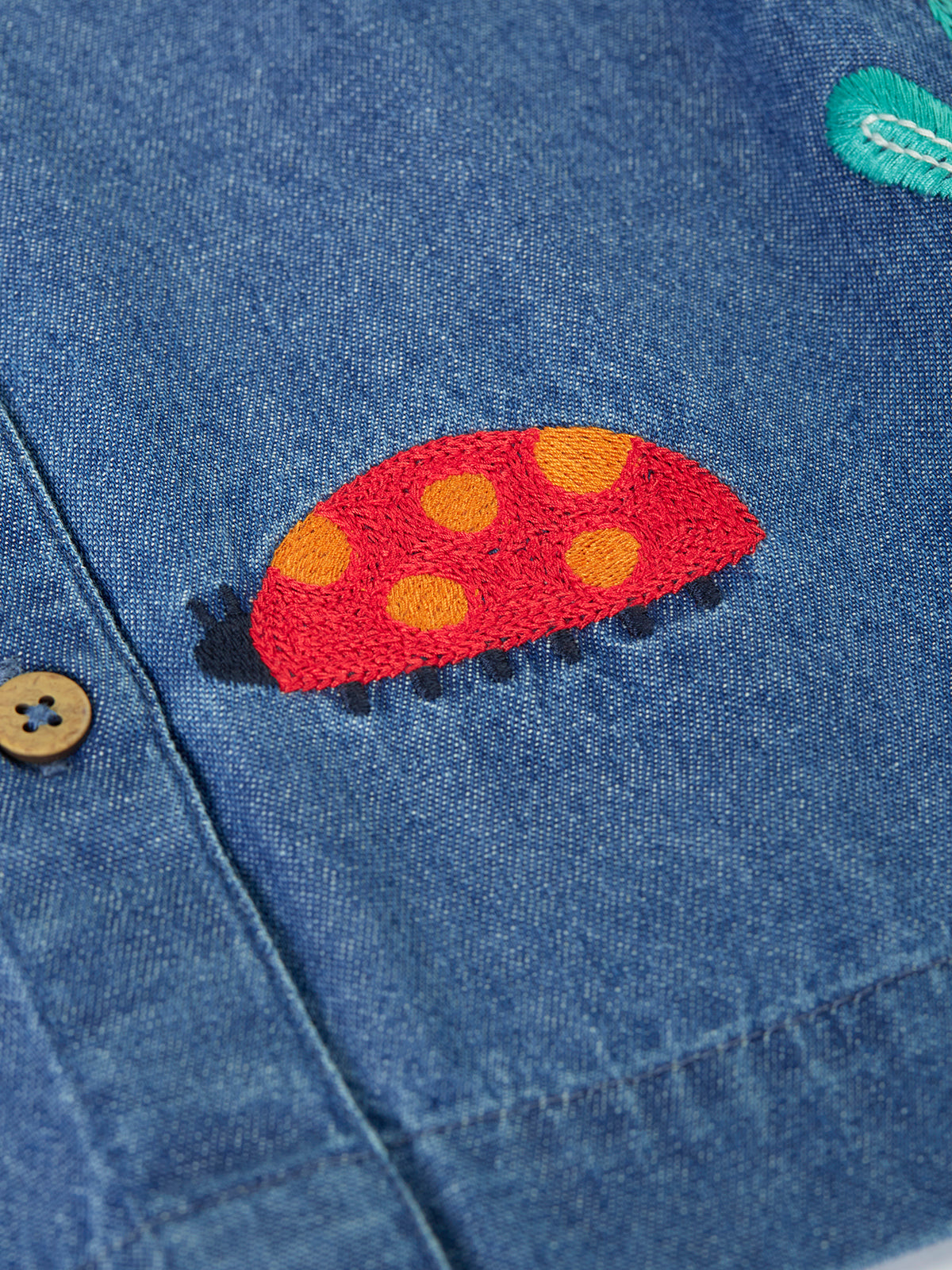 Frugi Girls Rosemary Denim/Flowers Dress