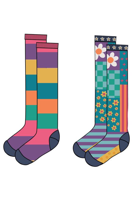 Frugi Girls High Knee 2 Pack Socks