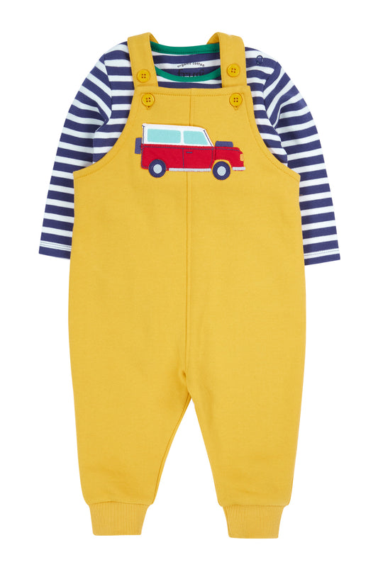 Frugi Baby Boys Bumblebee/Vehicle Dungaree Outfit