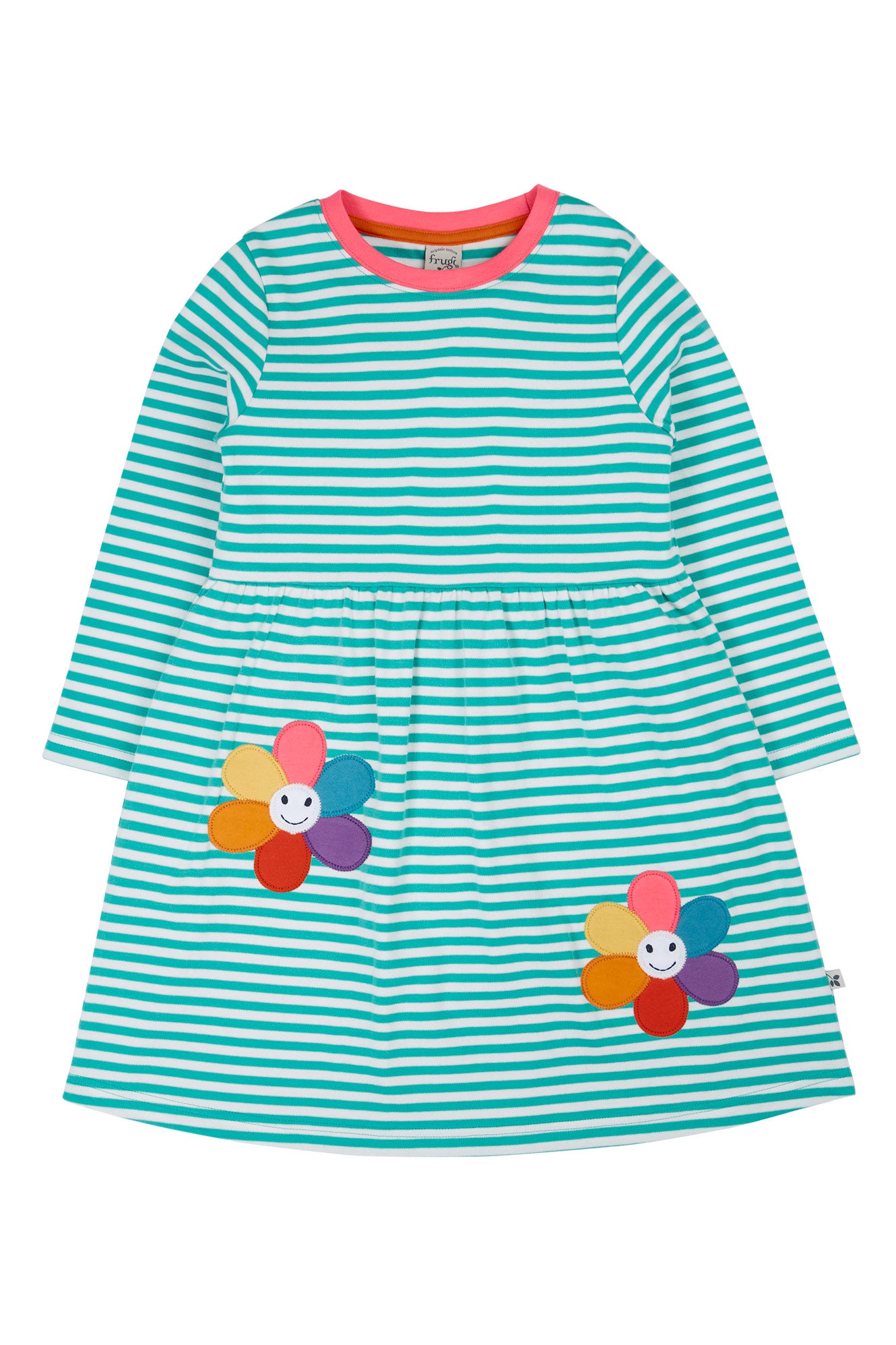 Frugi Girls Tammy Dragon Stripe/Flowers Dress