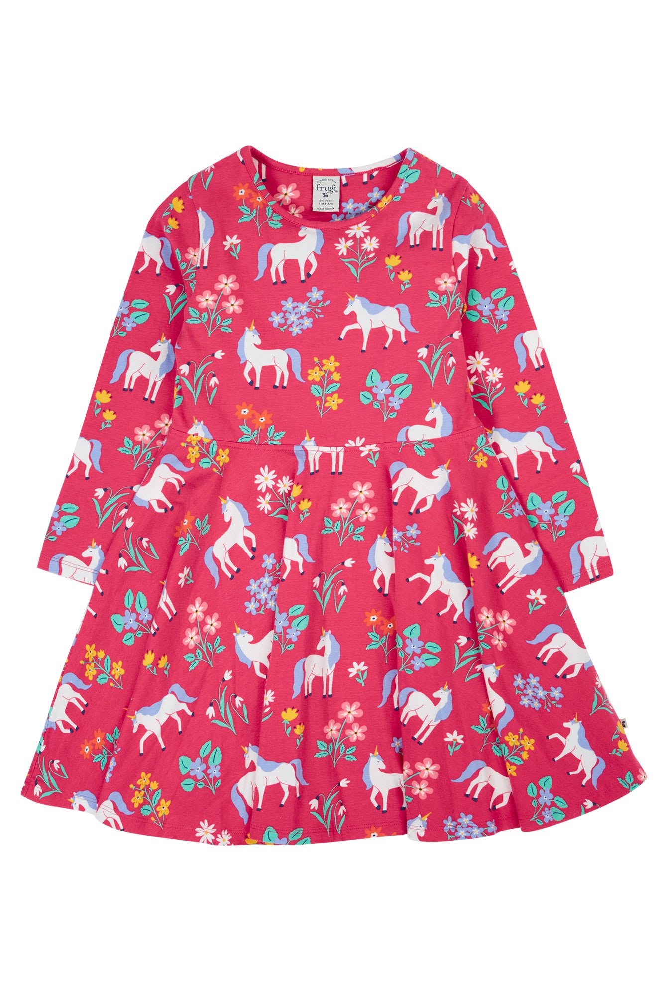 Frugi Girls Sofia Rose Unicorn/Floral Skater Dress