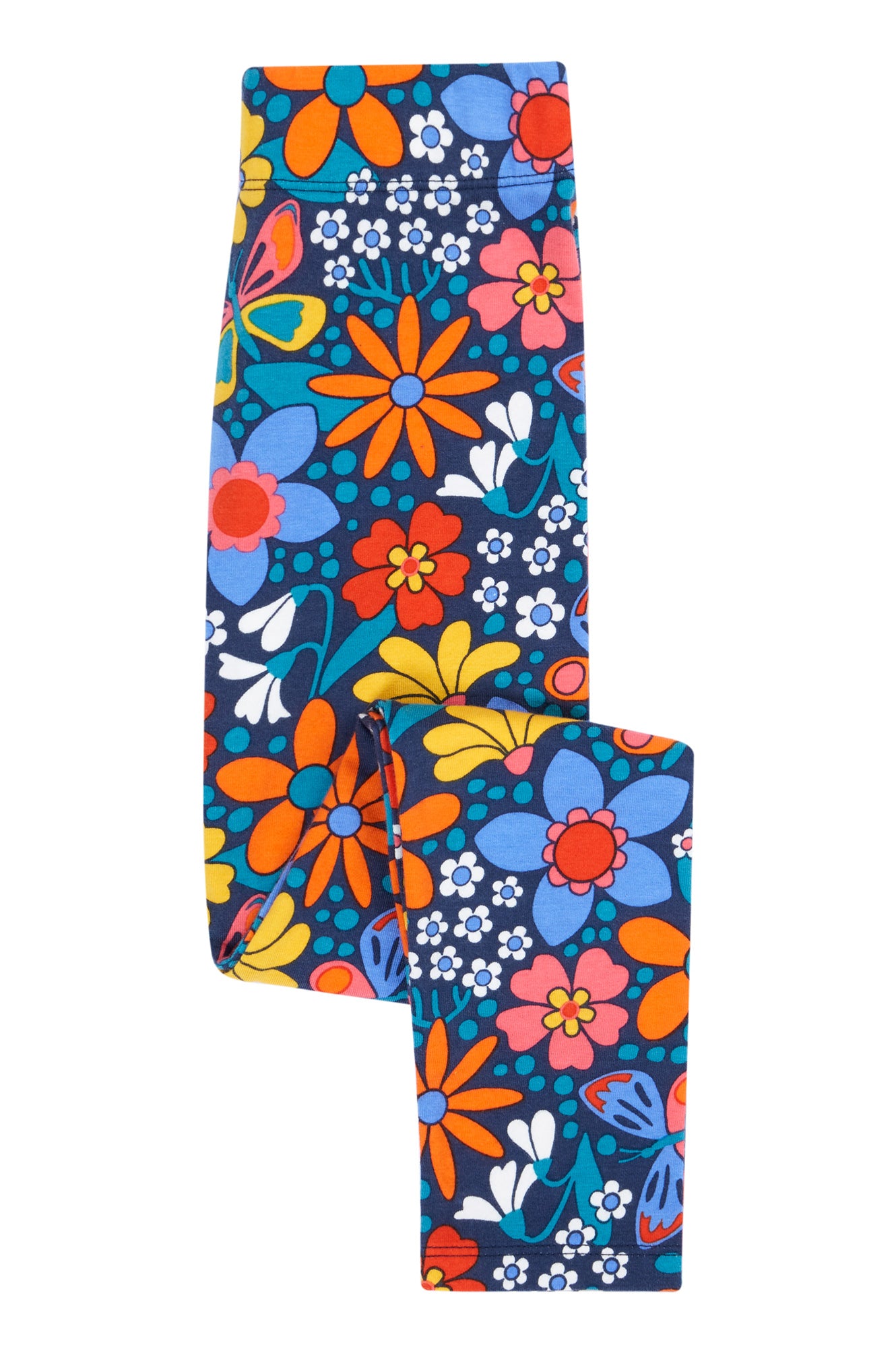 Frugi Girls Leona Navy/Retro Floral Leggings