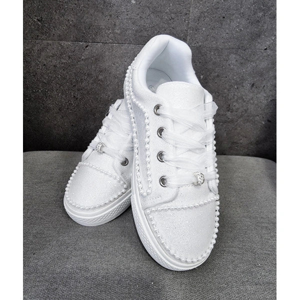 Sweeties by Sweetie Pie - Sandy White Holy Communion Trainers