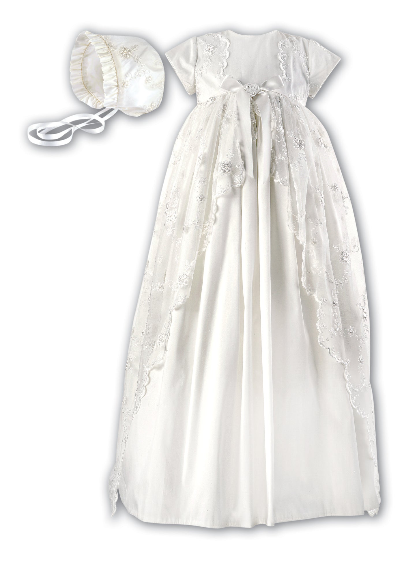 Sarah-Louise Pure Silk Ivory Christening Robe