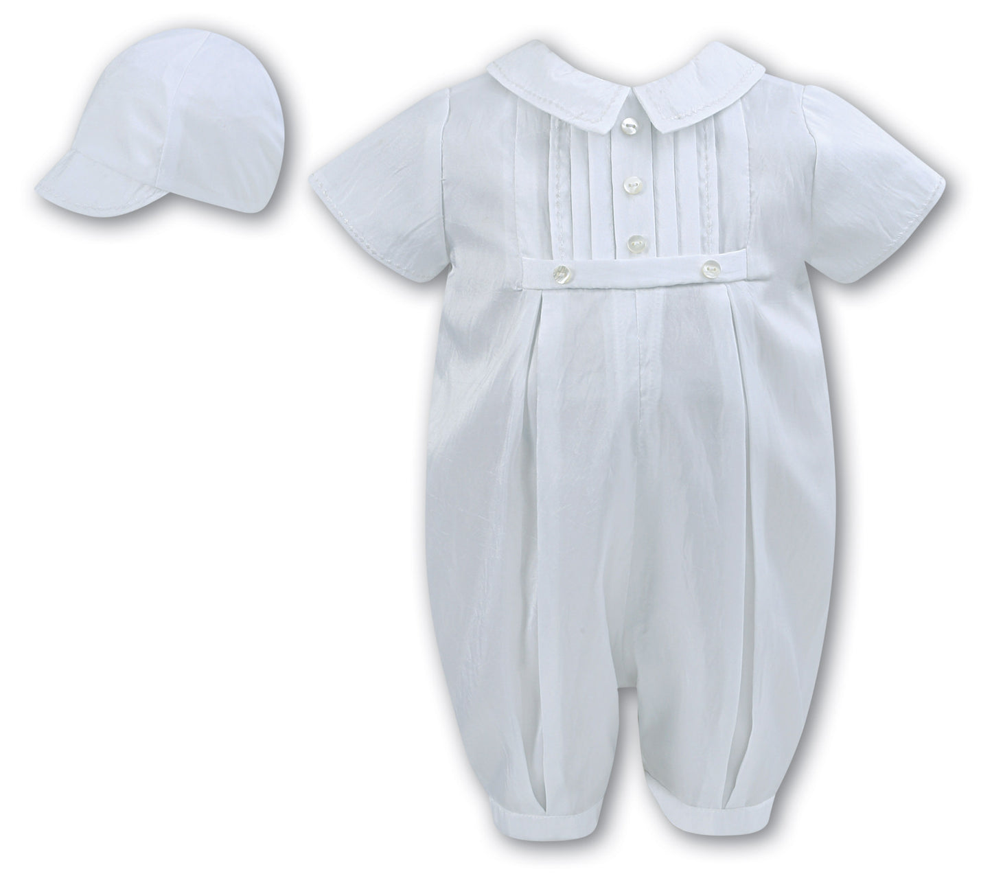 Sarah-Louise Boys Christening Romper & Cap