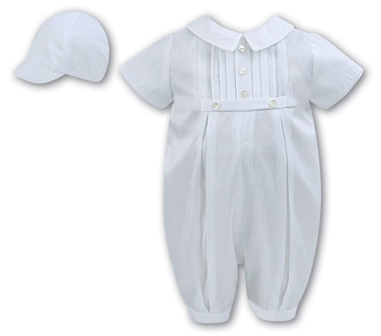 Sarah-Louise Boys Christening Romper & Cap