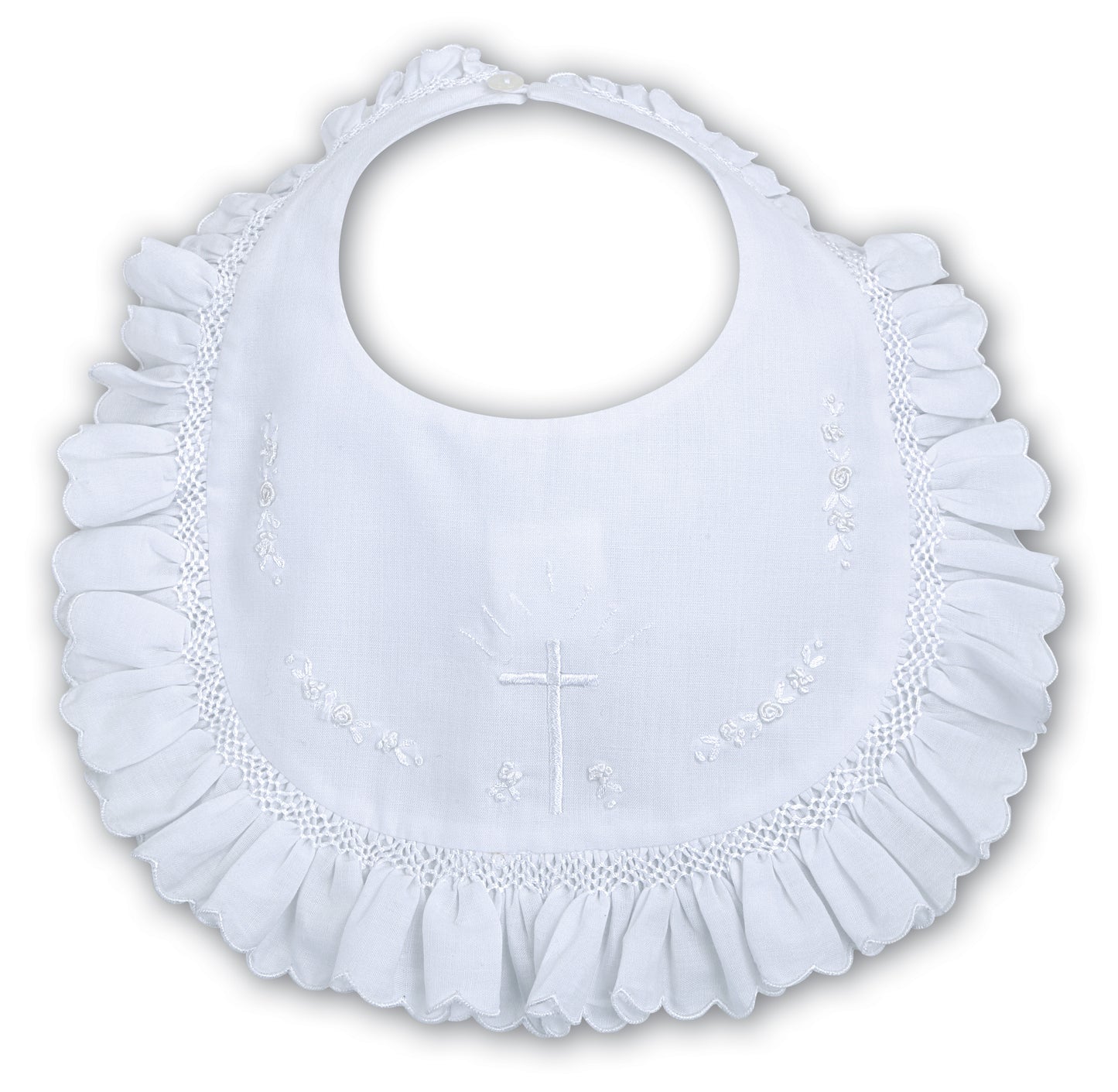 Sarah-Louise One Size White Christening Bib