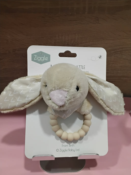 Ziggle Baby Girls Bunny Plush Rattle