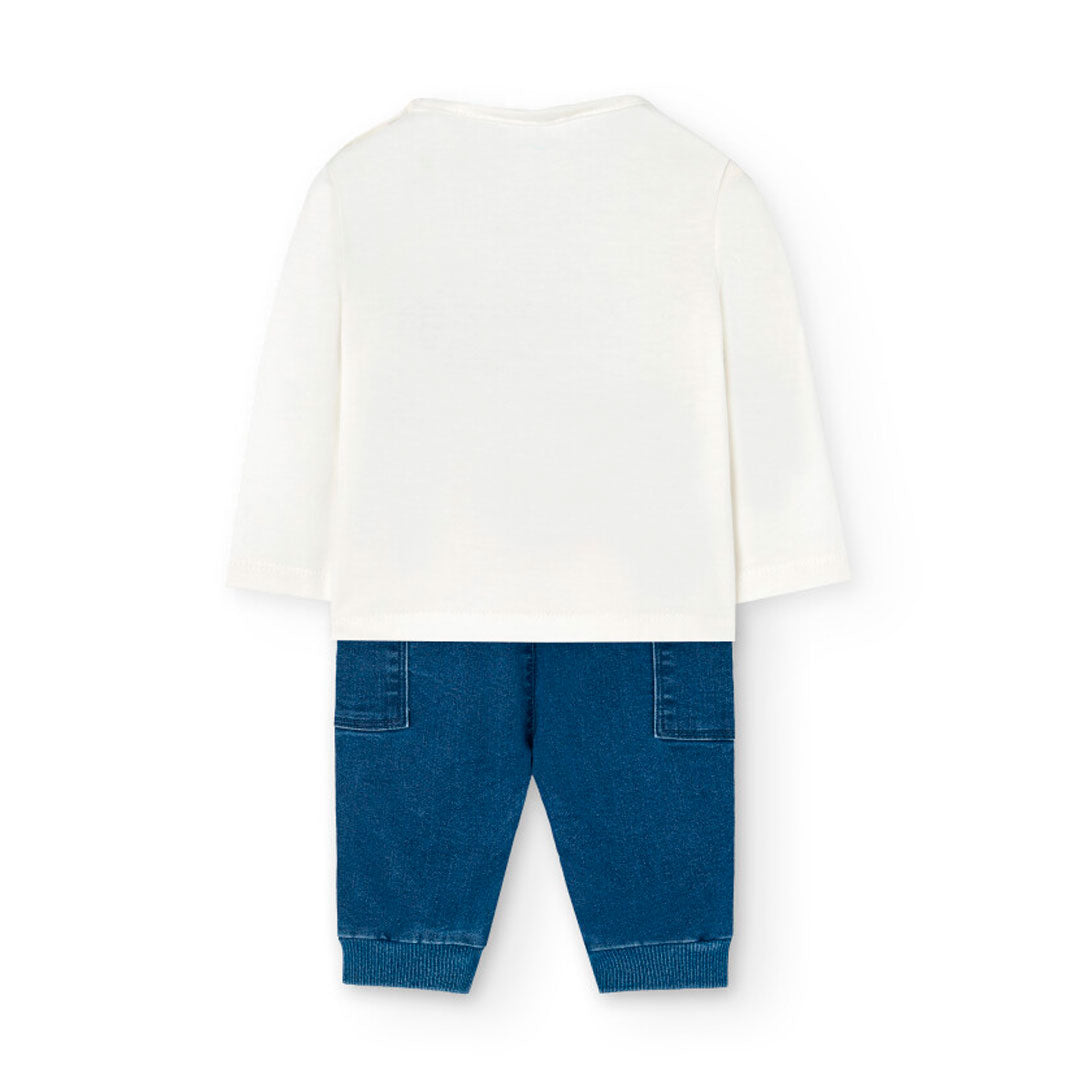 Boboli Baby Boys 2 Piece Long Sleeve Top and Jeans Outfit