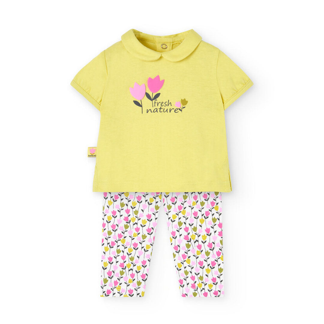 Boboli Baby Girls 2 Piece Short Sleeve Top And Leggings Outfit