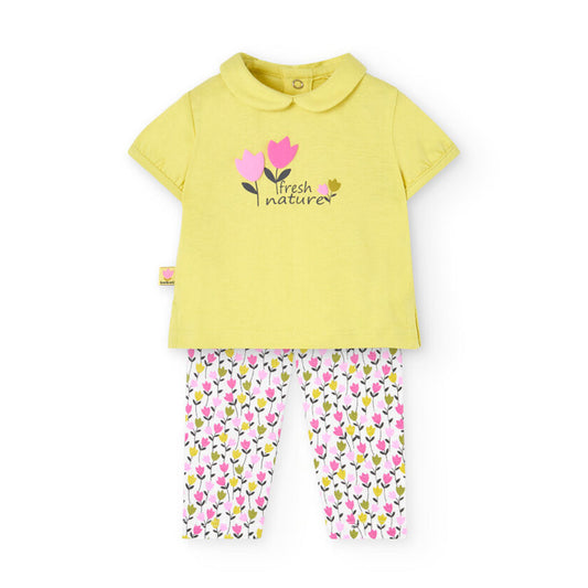 Boboli Baby Girls 2 Piece Short Sleeve Top And Leggings Outfit