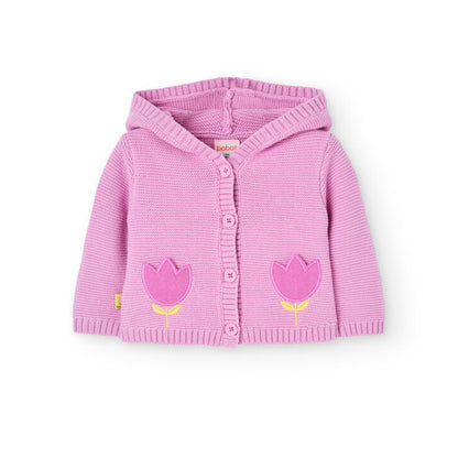 Boboli Baby Girls Mauve Knitted Hooded Jacket