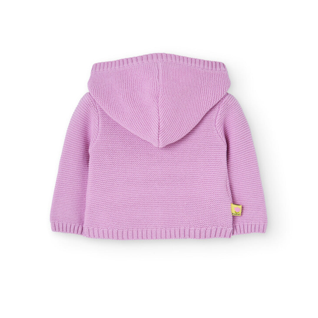 Boboli Baby Girls Mauve Knitted Hooded Jacket