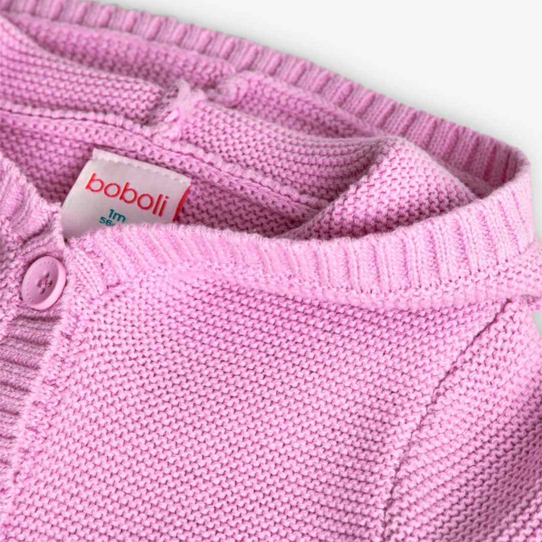 Boboli Baby Girls Mauve Knitted Hooded Jacket