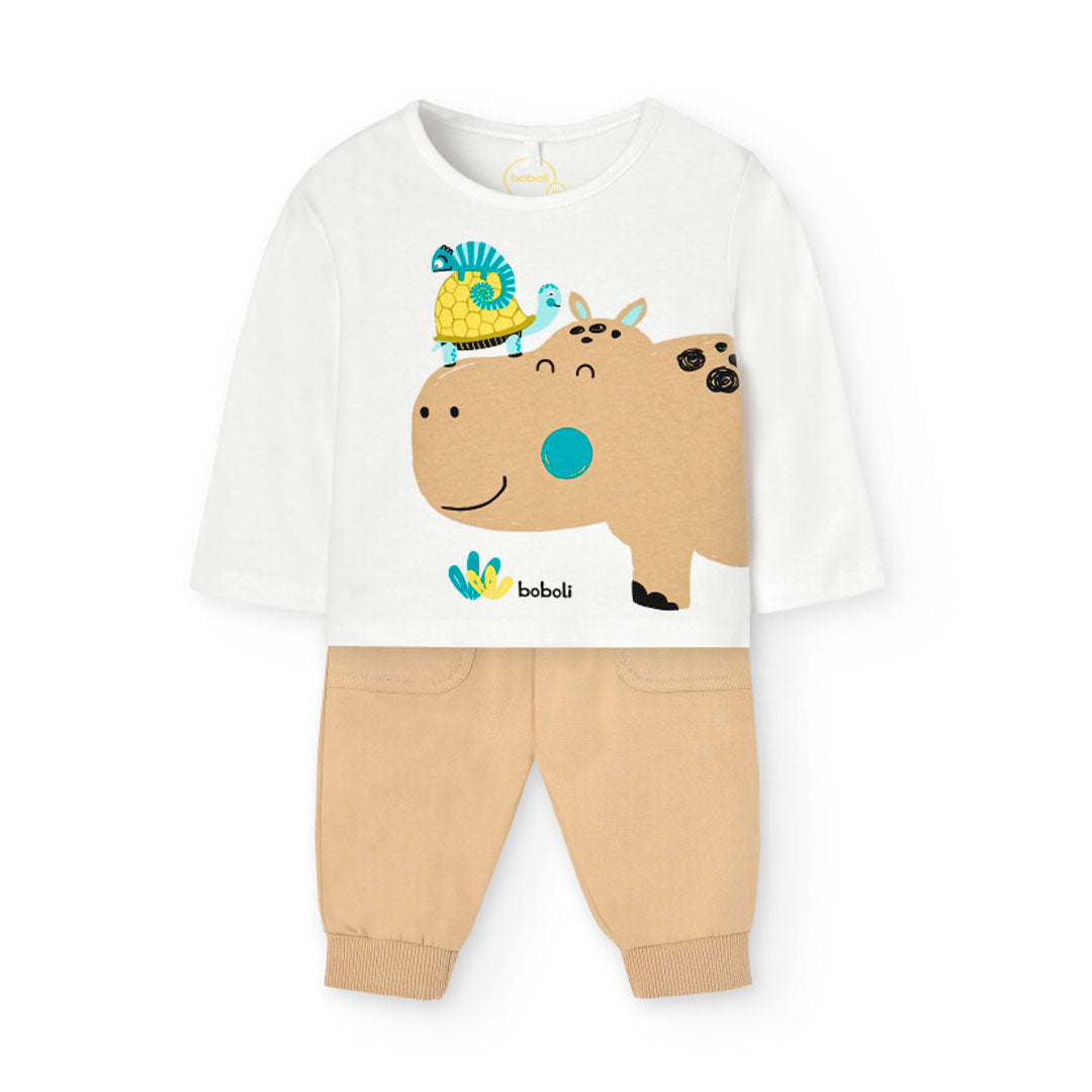 Boboli Baby Boys 2 piece long sleeve top and leggings outfit