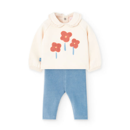 Boboli Baby Girls 2 piece long sleeve top and leggings outfit