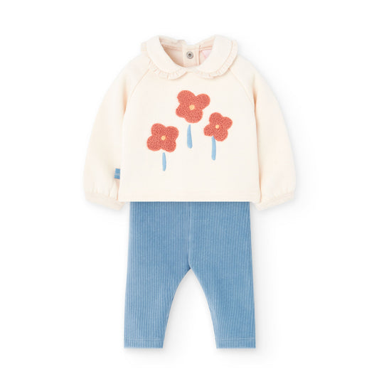 Boboli Baby Girls 2 piece long sleeve top and leggings outfit