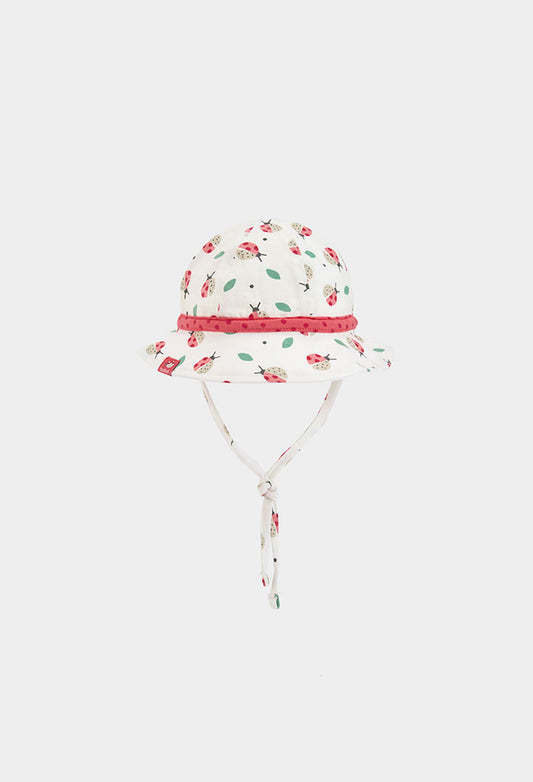 Boboli Baby Girls Knit Lady Bird Printed Sun Hat