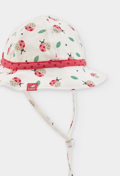 Boboli Baby Girls Knit Lady Bird Printed Sun Hat
