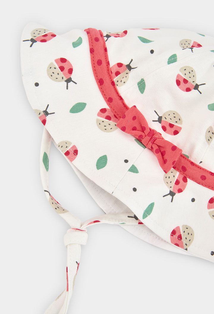 Boboli Baby Girls Knit Lady Bird Printed Sun Hat