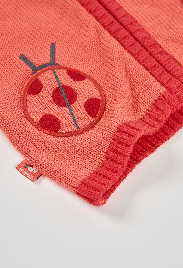 Boboli Baby Girls Ladybird Pink/Red Zip Up Knit Jacket