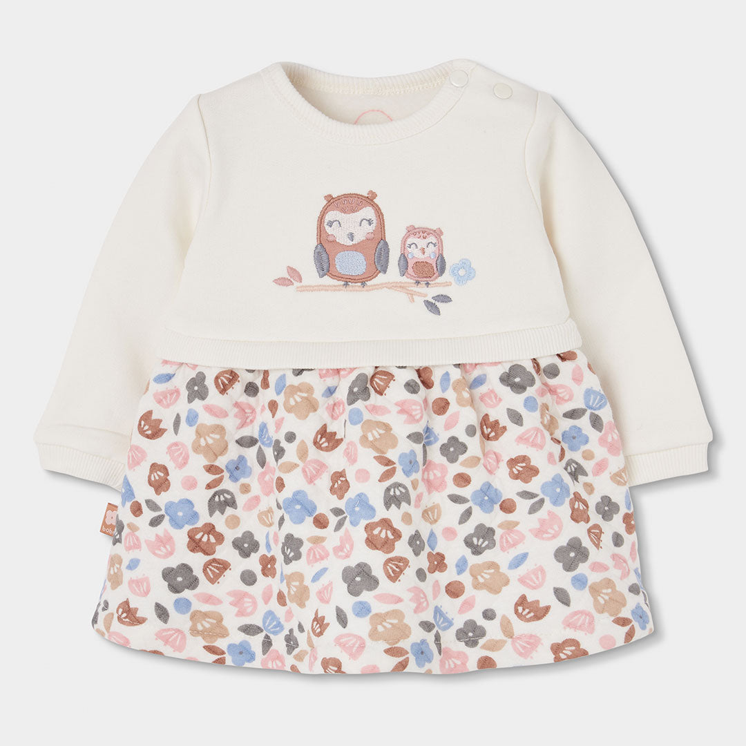 Boboli Baby Girls Owl and Floral Print Dress