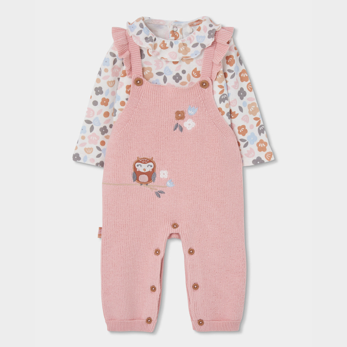 Boboli Baby Girls Rose Knit Dungaree Set