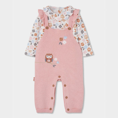 Boboli Baby Girls Rose Knit Dungaree Set