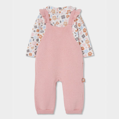 Boboli Baby Girls Rose Knit Dungaree Set