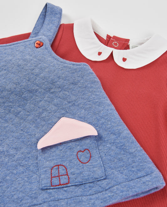 Tuc Tuc Baby Girls Pinafore Dress and Top Set