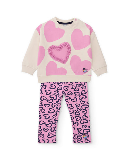 Tuc Tuc Girls Pink Heart Sweatshirt and Leggings Set