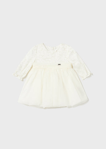 Mayoral Newborn Embroidered Tulle Dress
