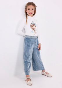 Mayoral blue cropped velvet trousers