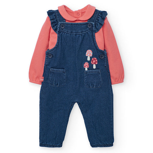 Boboli Baby Girls Mushroom Dungaree and Top Set