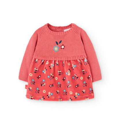Boboli Baby Girls Coral Knitwear Detail Dress