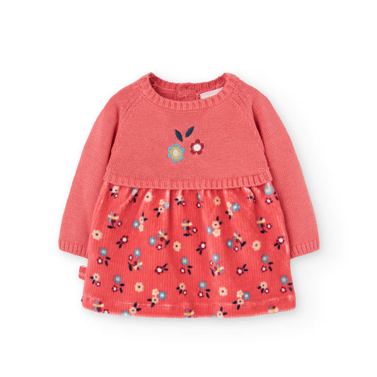 Boboli Baby Girls Coral Knitwear Detail Dress
