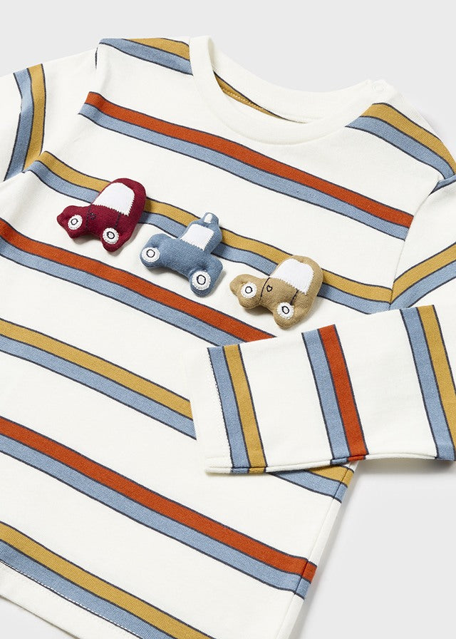 Mayoral Baby Boys 3d Car Striped T-shirt