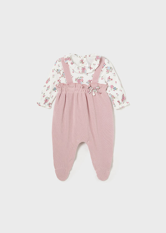 Mayoral Newborn Baby Girls Floral Dungarees and Romper