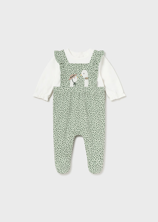 Mayoral Newborn Baby Girls Goose Print Dungarees and Romper